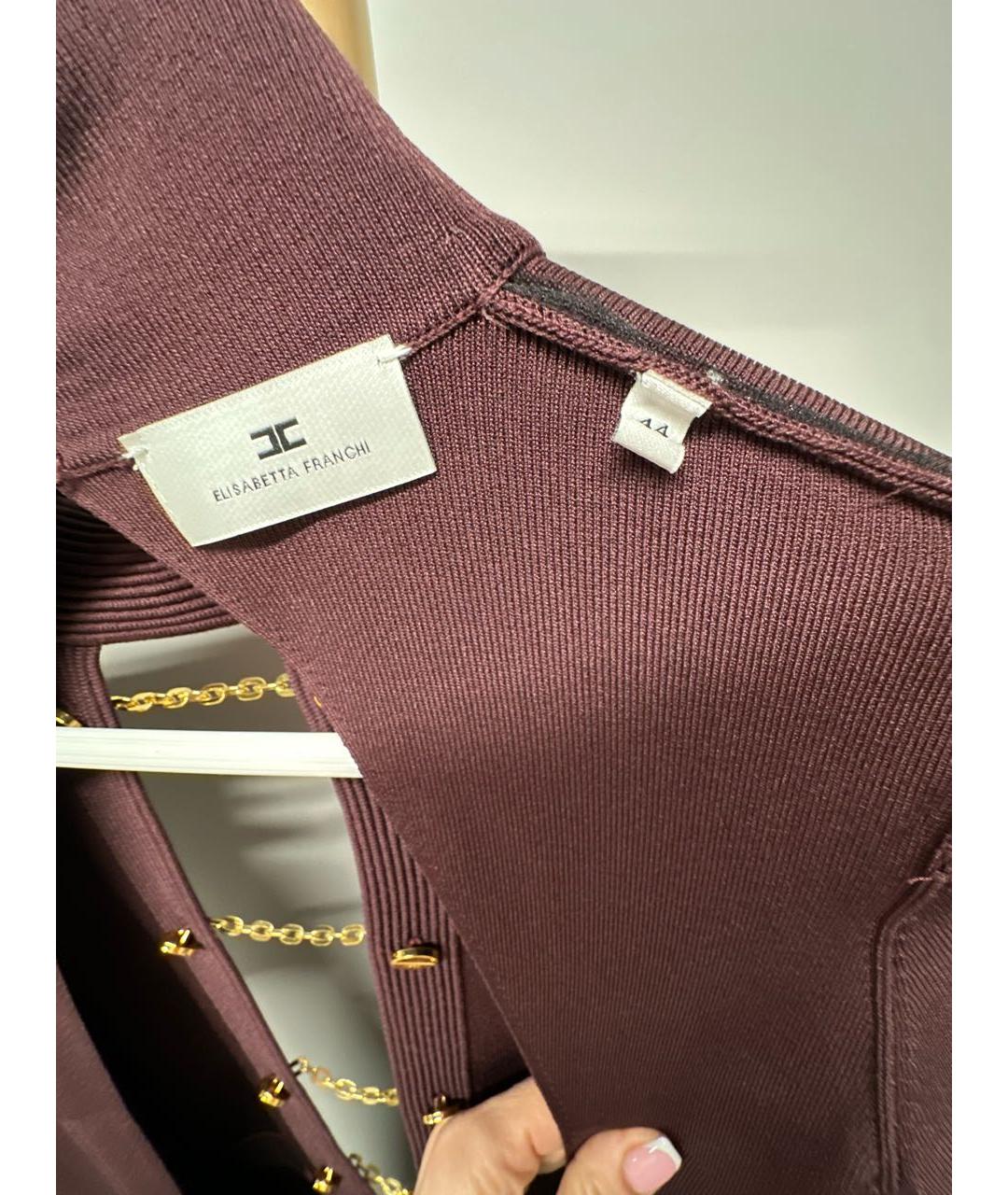 ELISABETTA FRANCHI Бордовое вискозное вечернее платье, фото 5
