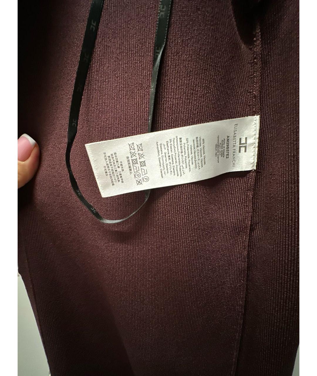 ELISABETTA FRANCHI Бордовое вискозное вечернее платье, фото 6