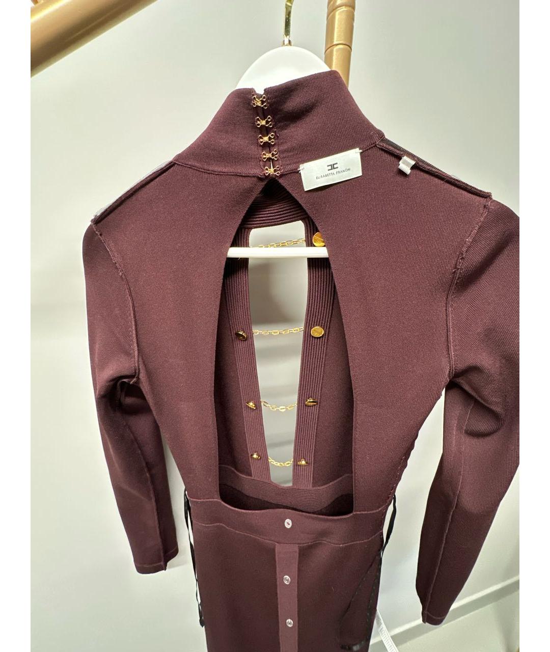 ELISABETTA FRANCHI Бордовое вискозное вечернее платье, фото 3