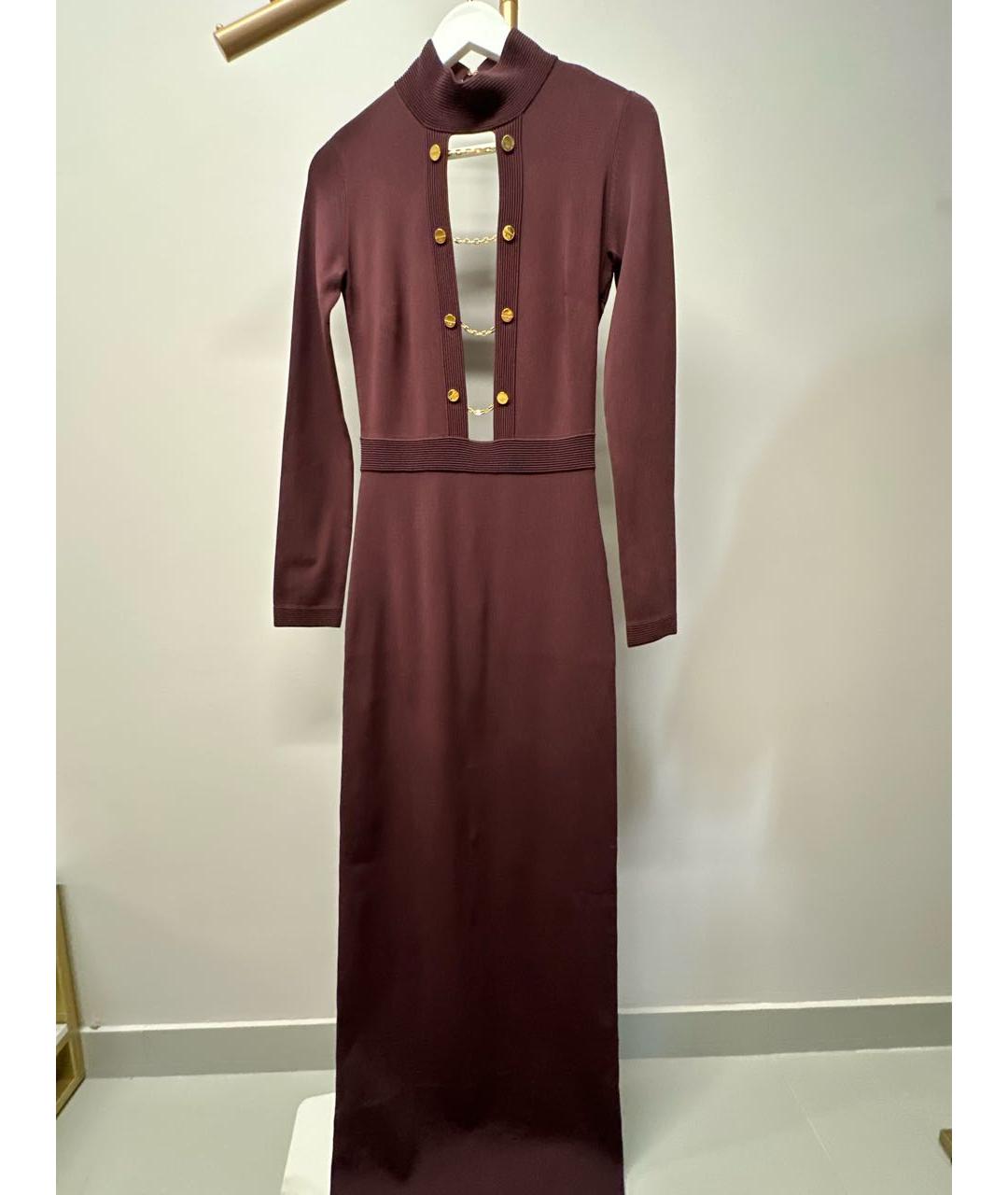 ELISABETTA FRANCHI Бордовое вискозное вечернее платье, фото 8