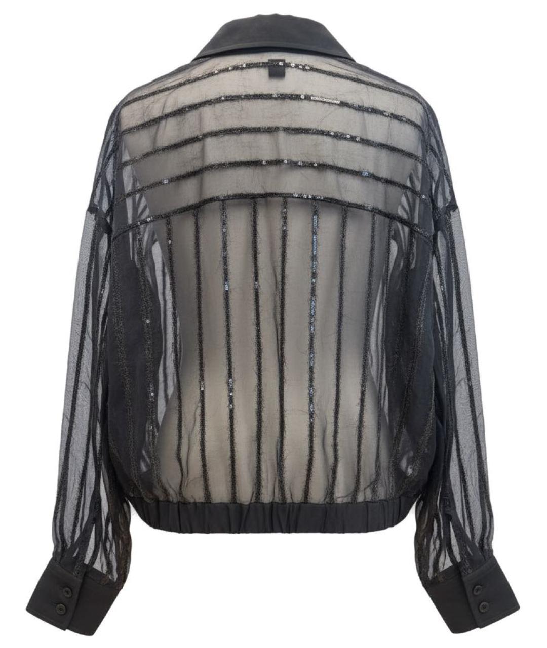 BRUNELLO CUCINELLI Антрацитовая шелковая блузы, фото 2