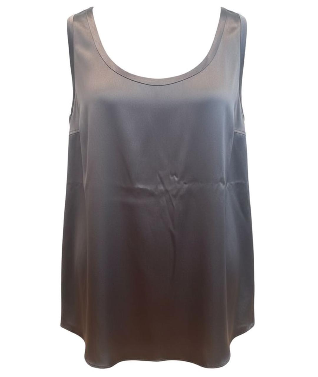 BRUNELLO CUCINELLI Антрацитовая шелковая блузы, фото 3