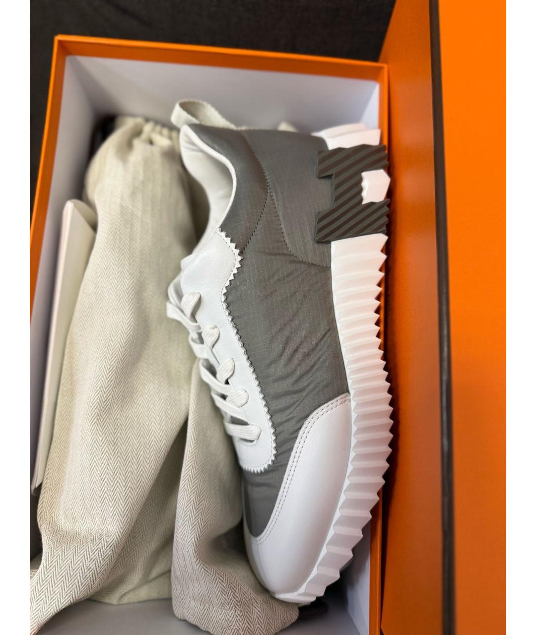 HERMES Серые синтетические низкие кроссовки / кеды, фото 2