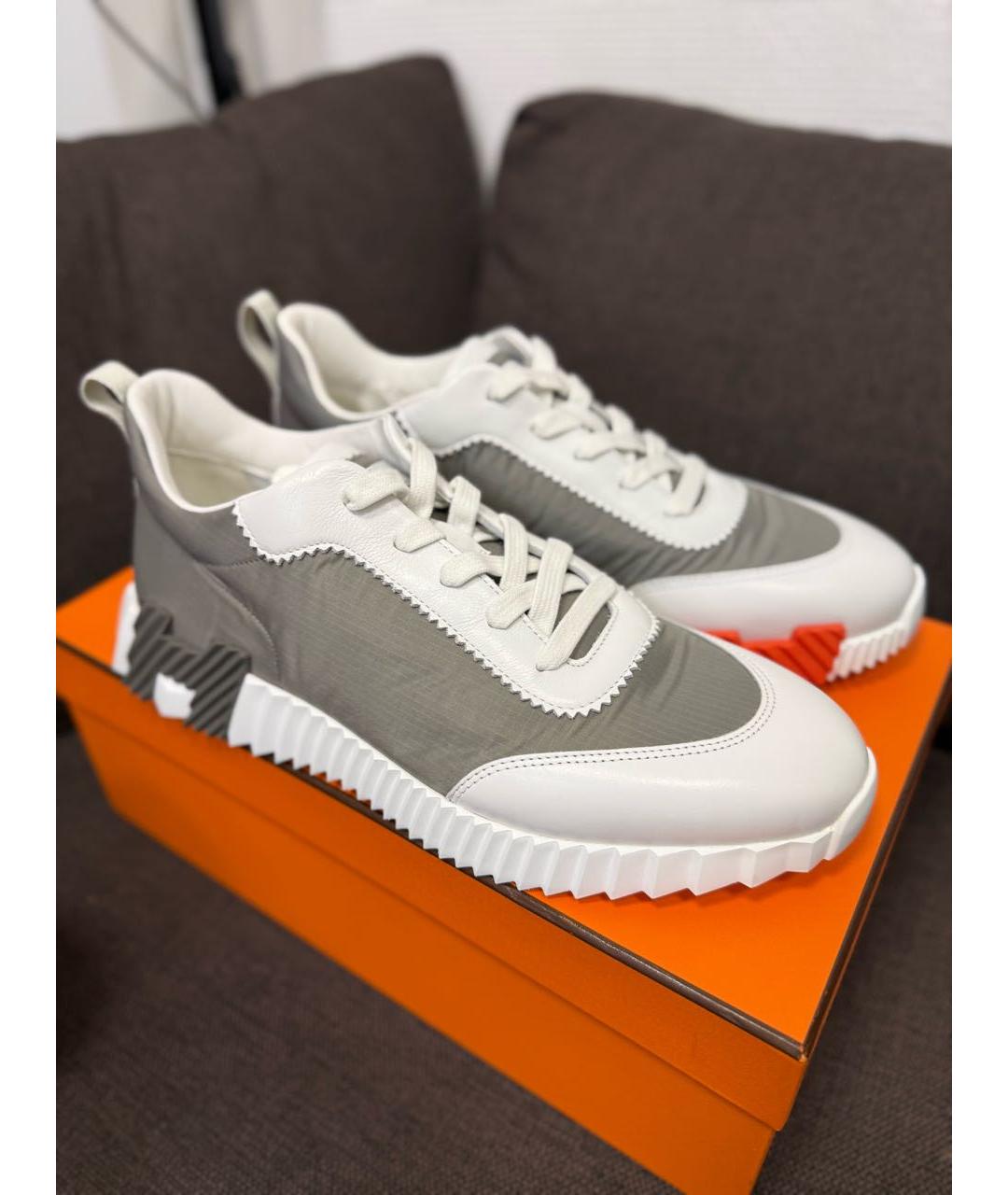 HERMES Серые синтетические низкие кроссовки / кеды, фото 3