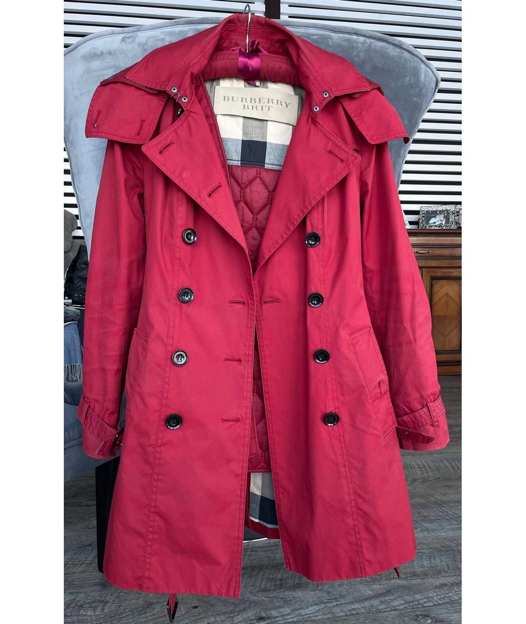 BURBERRY Красный хлопковый тренч/плащ, фото 4
