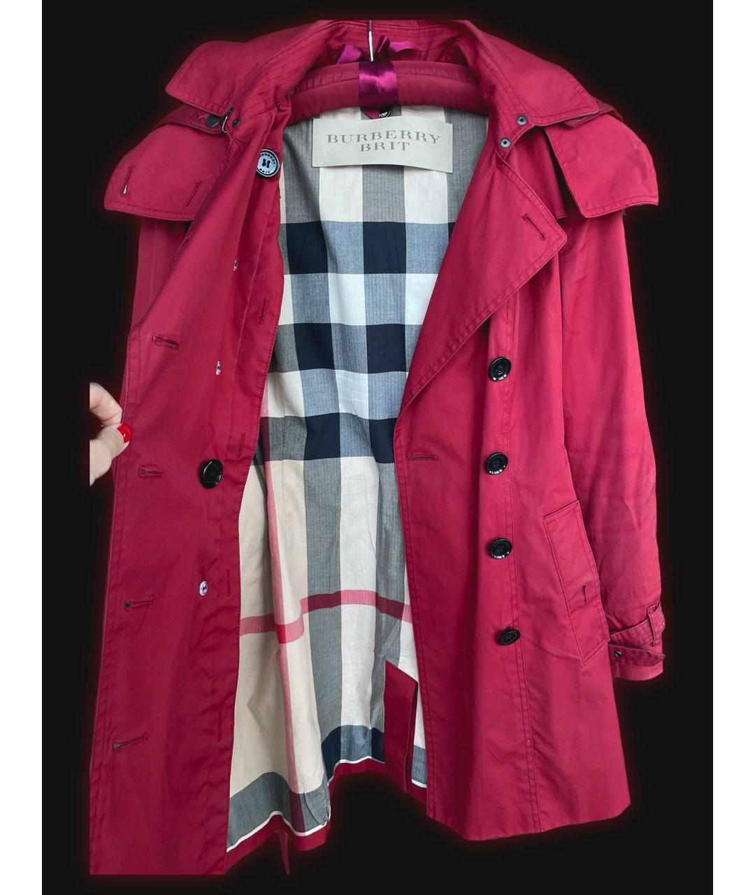 BURBERRY Красный хлопковый тренч/плащ, фото 3