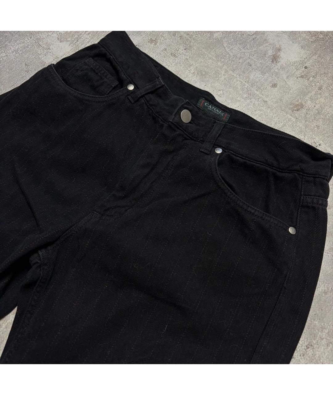CANALI Черные хлопковые прямые джинсы, фото 4