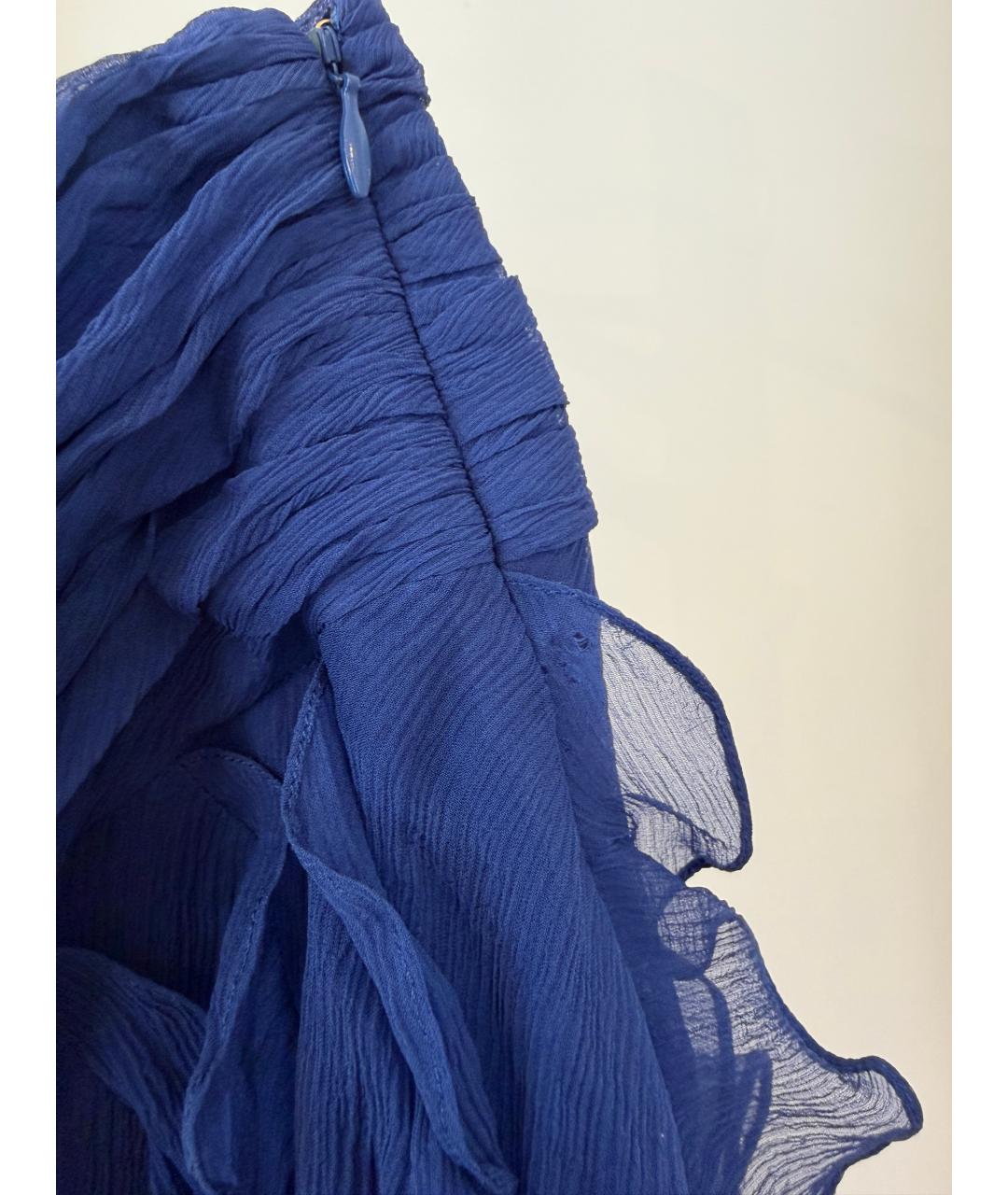 RALPH LAUREN Темно-синяя шелковая юбка мини, фото 5