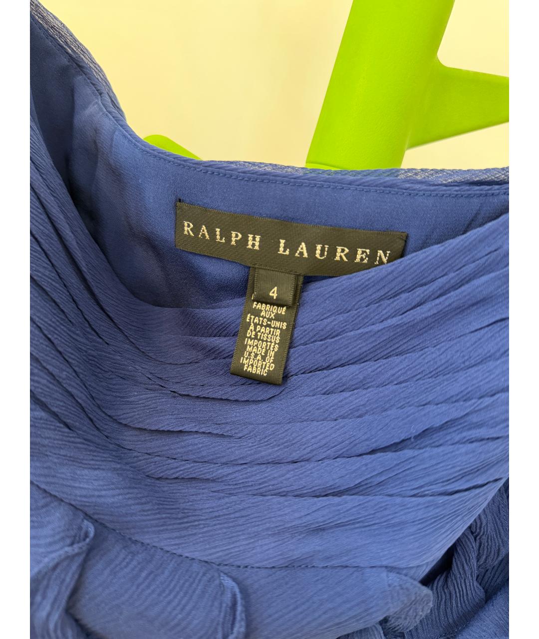 RALPH LAUREN Темно-синяя шелковая юбка мини, фото 4