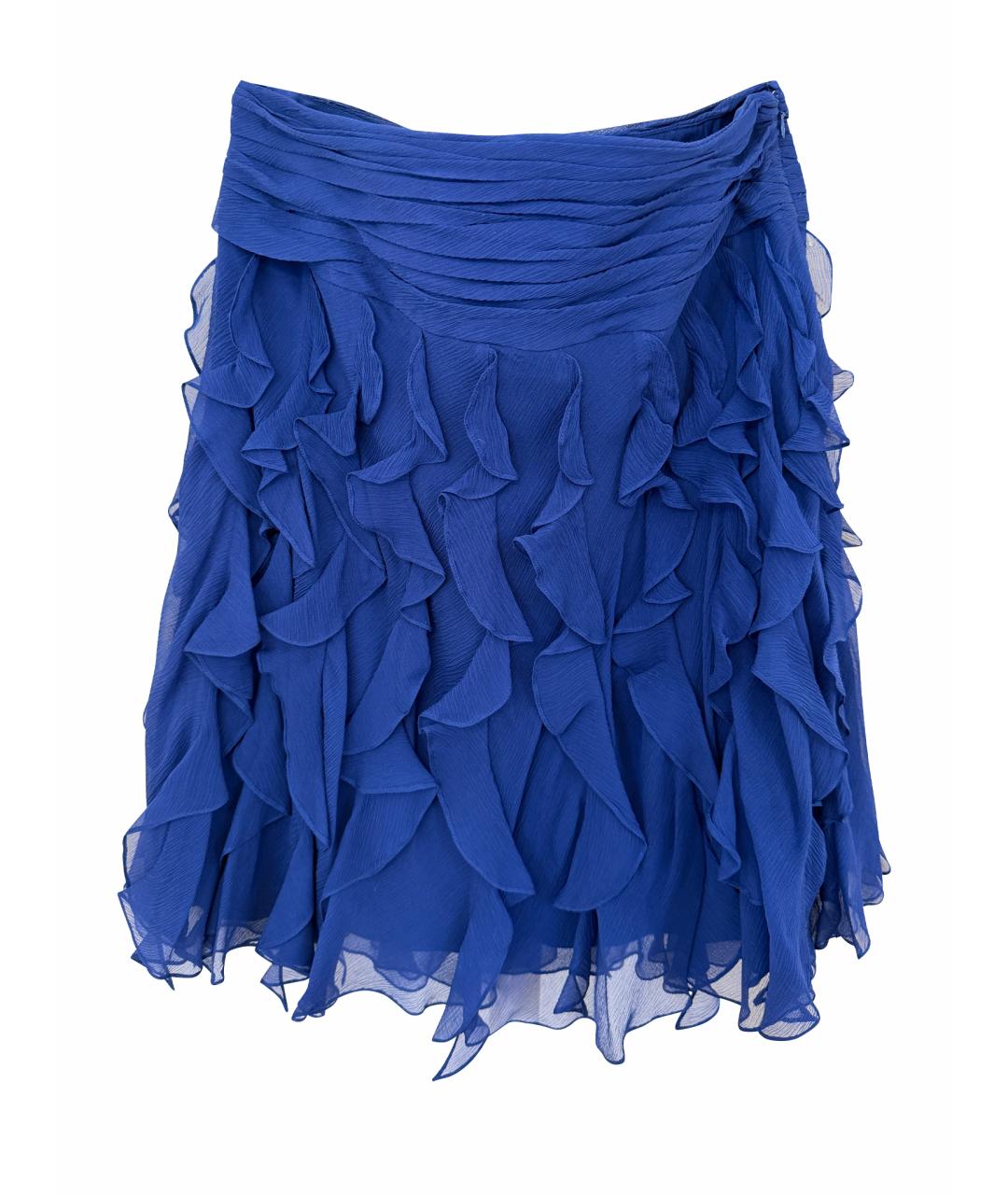 RALPH LAUREN Темно-синяя шелковая юбка мини, фото 1