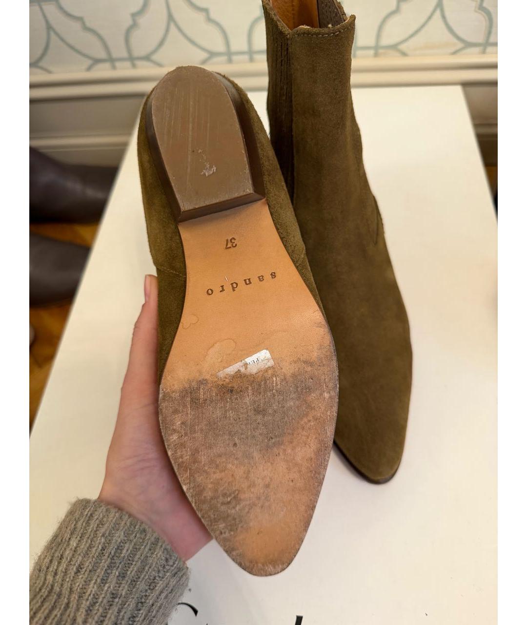 SANDRO Коричневые замшевые ботильоны, фото 6