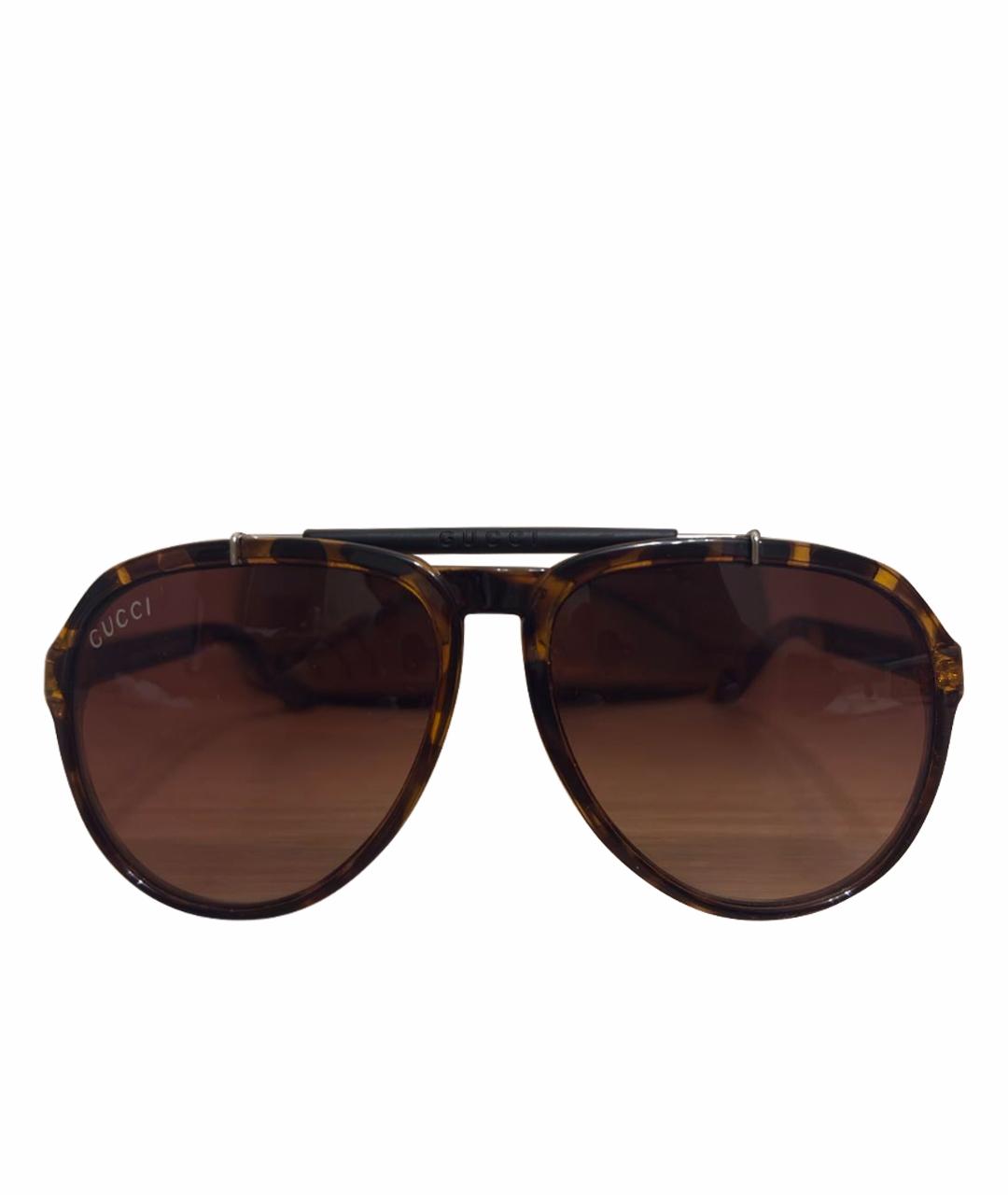 GUCCI Коричневые пластиковые солнцезащитные очки, фото 1