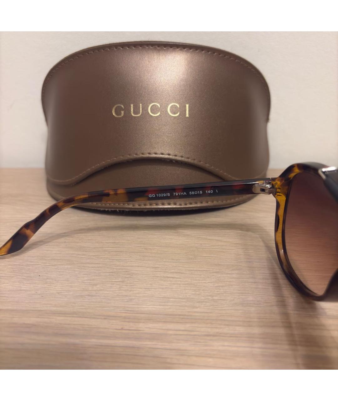 GUCCI Коричневые пластиковые солнцезащитные очки, фото 5