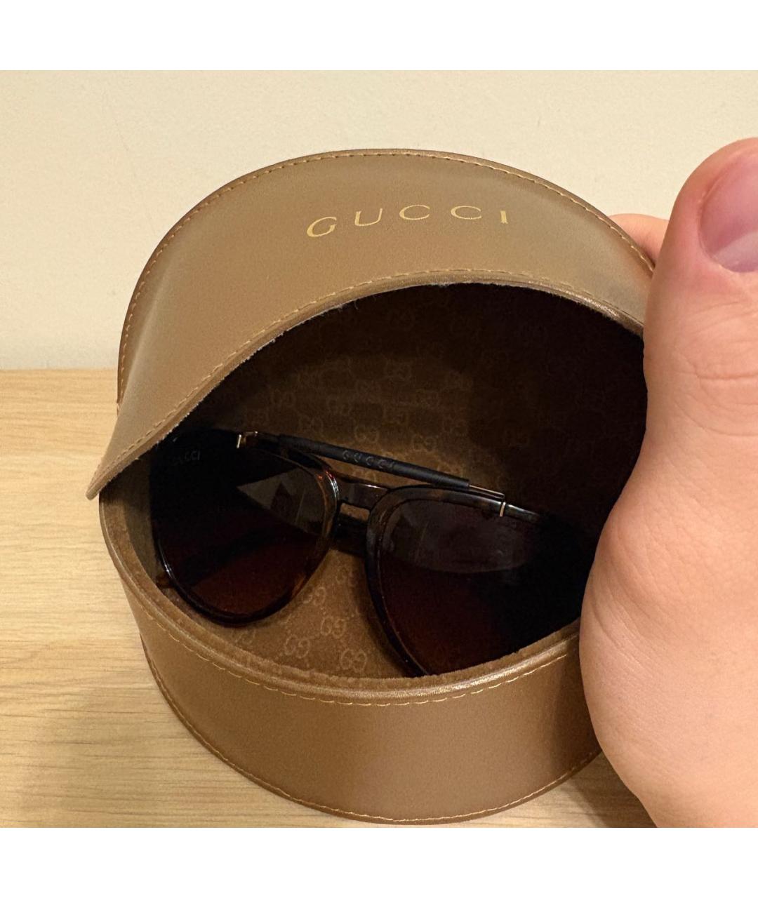 GUCCI Коричневые пластиковые солнцезащитные очки, фото 4