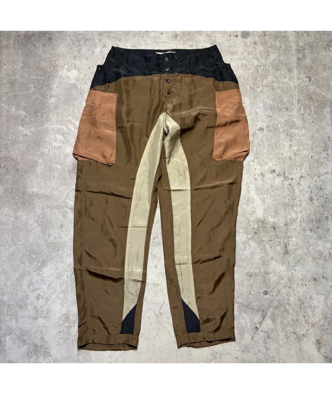 ETRO Коричневые шелковые брюки широкие, фото 5