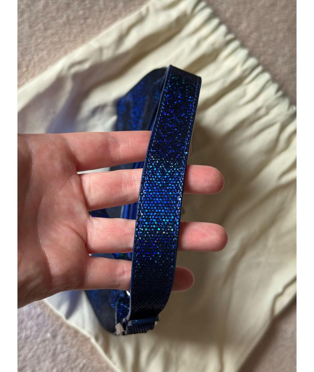 BY FAR Синяя кожаная сумка с короткими ручками, фото 7