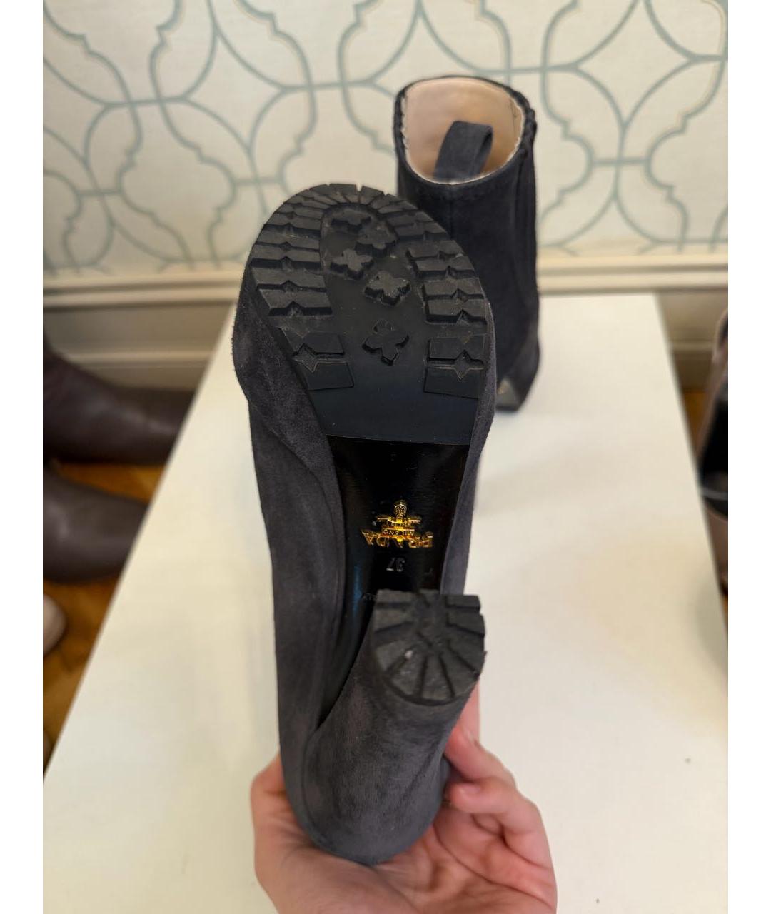 PRADA Темно-синие замшевые ботильоны, фото 6