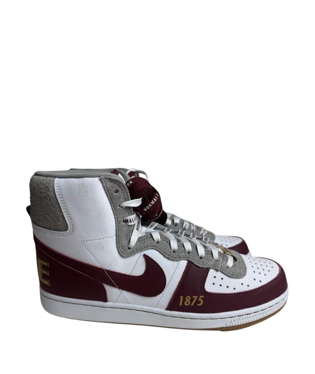 NIKE Белые кожаные высокие кроссовки / кеды, фото 1