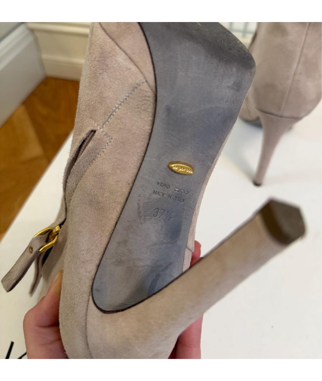 SERGIO ROSSI Бежевые замшевые ботильоны, фото 6