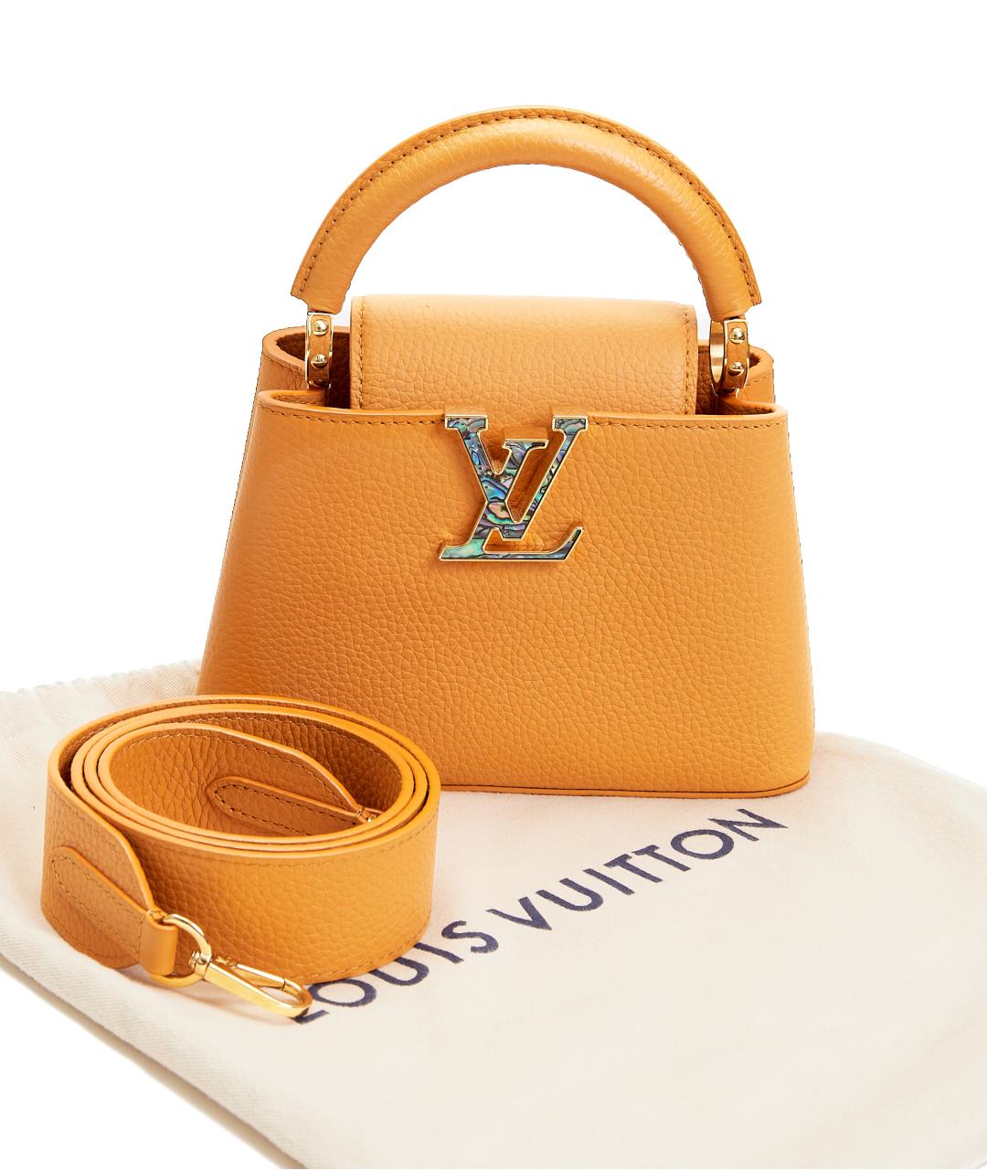 LOUIS VUITTON Оранжевая кожаная сумка с короткими ручками, фото 7