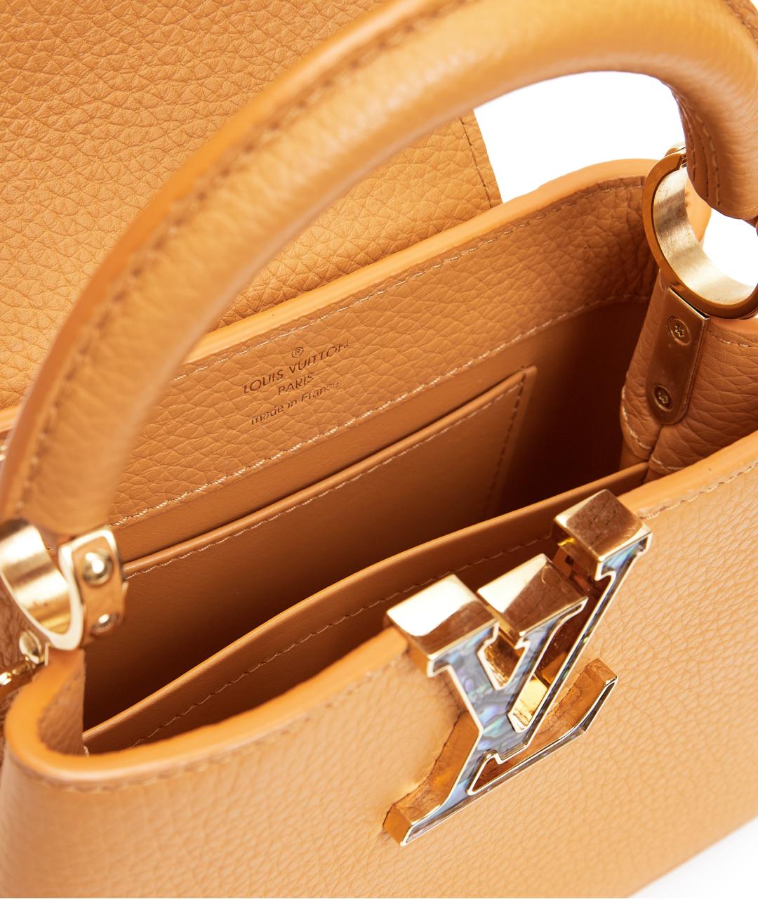 LOUIS VUITTON Оранжевая кожаная сумка с короткими ручками, фото 4