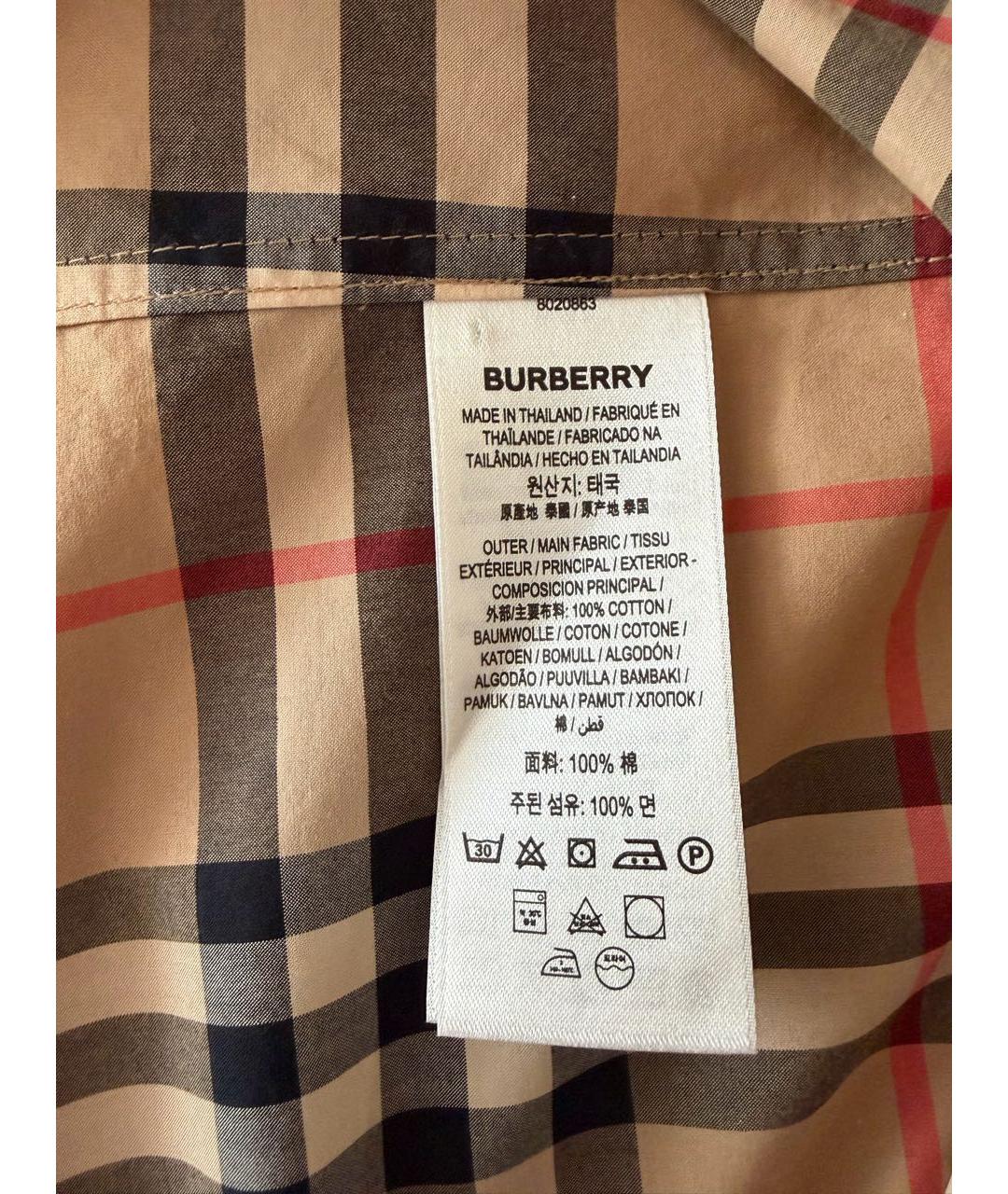 BURBERRY Мульти хлопковая кэжуал рубашка, фото 5