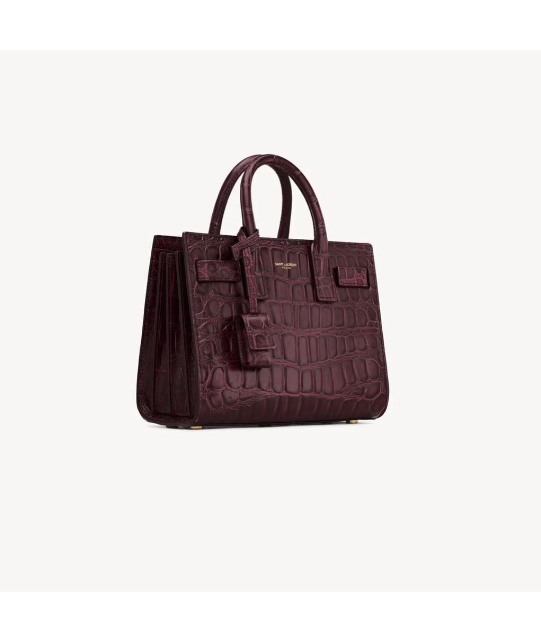 SAINT LAURENT Бордовая кожаная сумка тоут, фото 3