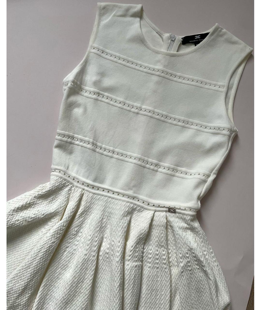 ELISABETTA FRANCHI Белое вискозное коктейльное платье, фото 3