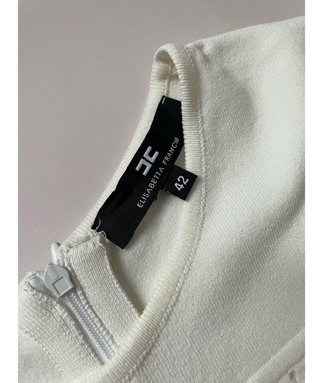 ELISABETTA FRANCHI Белое вискозное коктейльное платье, фото 4