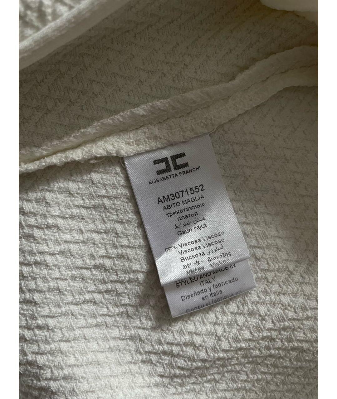 ELISABETTA FRANCHI Белое вискозное коктейльное платье, фото 6