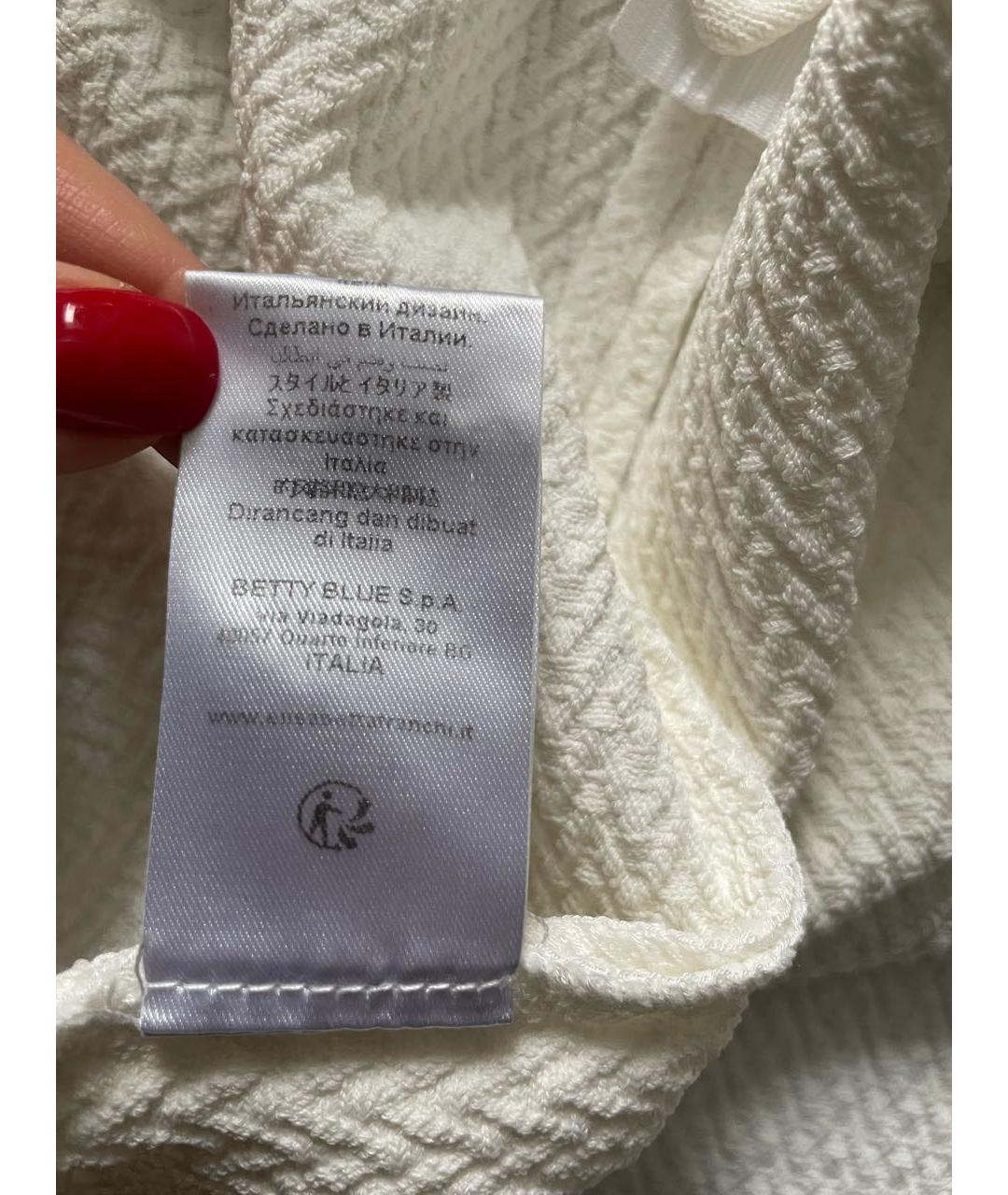 ELISABETTA FRANCHI Белое вискозное коктейльное платье, фото 8