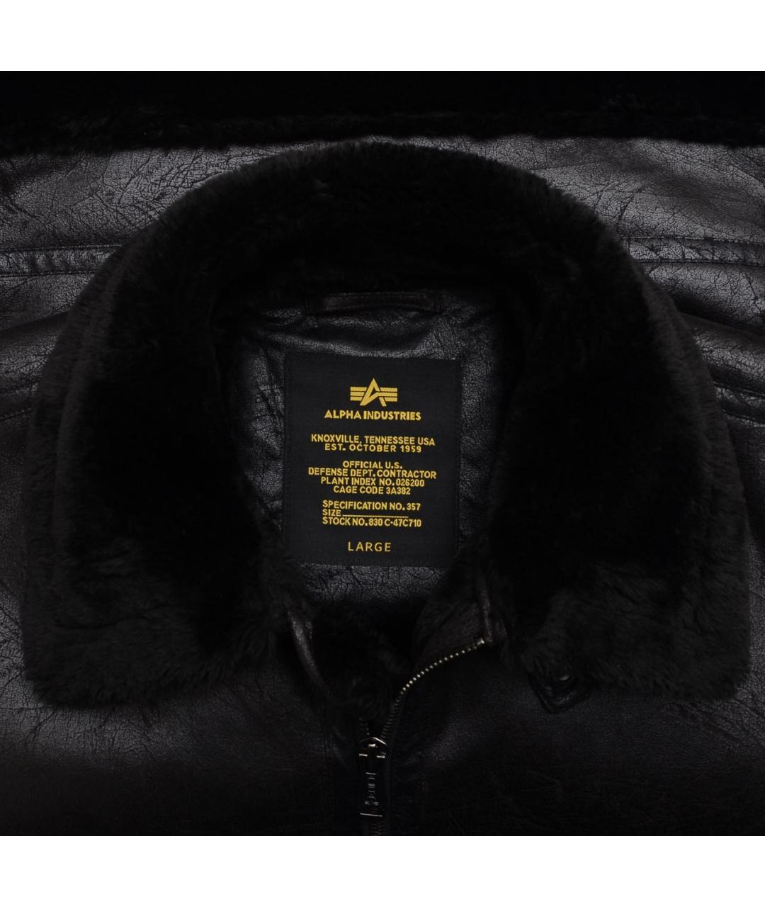 ALPHA INDUSTRIES Черная полиэстеровая дубленка/шуба, фото 4