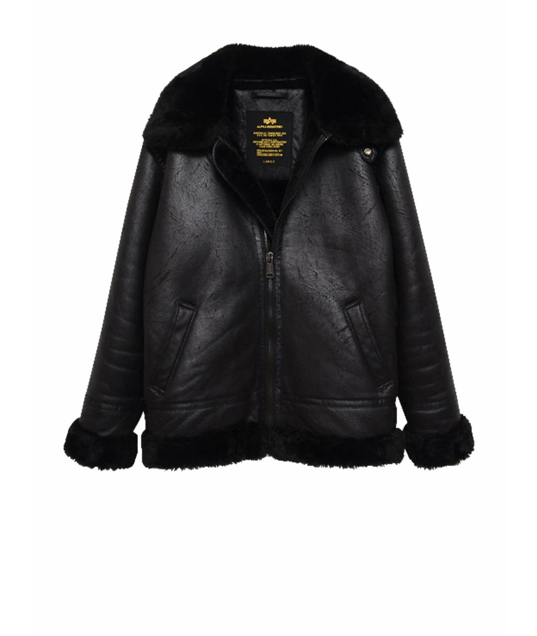 ALPHA INDUSTRIES Черная полиэстеровая дубленка/шуба, фото 1