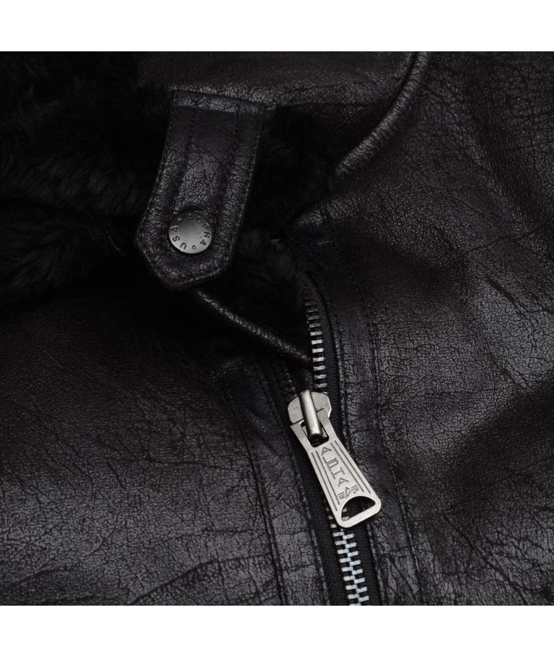 ALPHA INDUSTRIES Черная полиэстеровая дубленка/шуба, фото 5