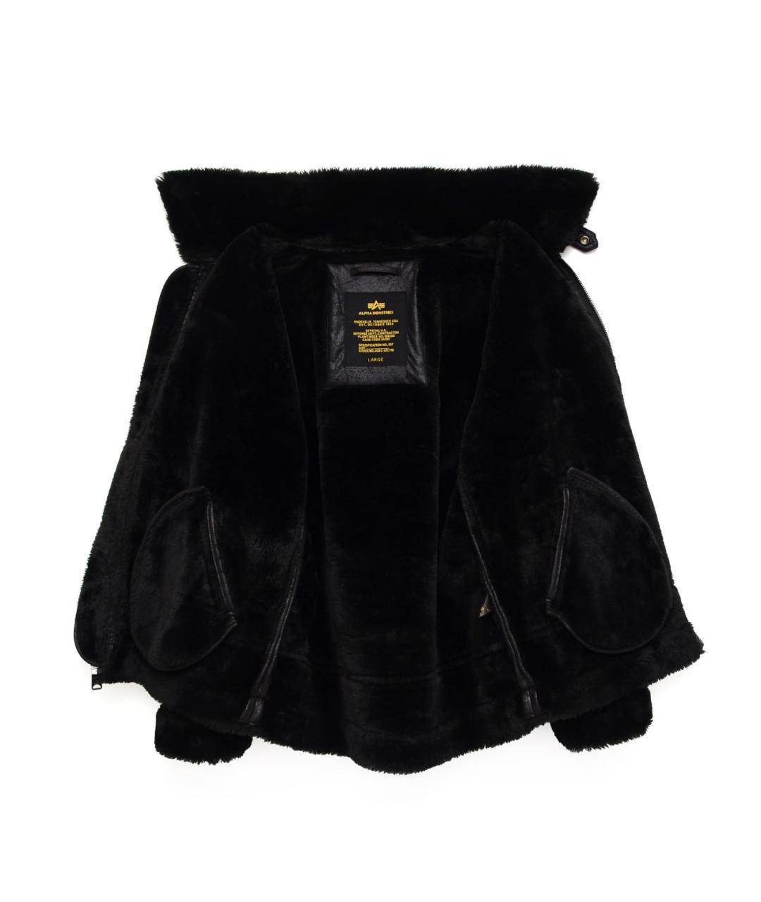ALPHA INDUSTRIES Черная полиэстеровая дубленка/шуба, фото 3