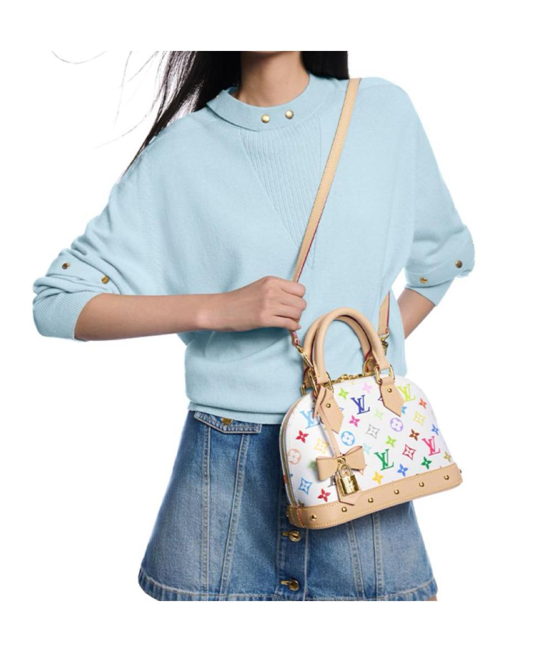 LOUIS VUITTON Белая кожаная сумка с короткими ручками, фото 2