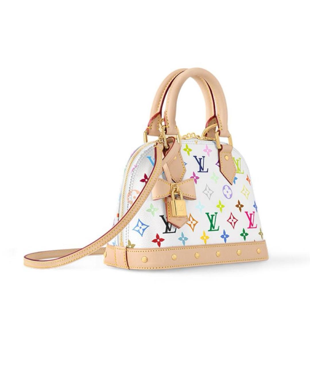 LOUIS VUITTON Белая кожаная сумка с короткими ручками, фото 3