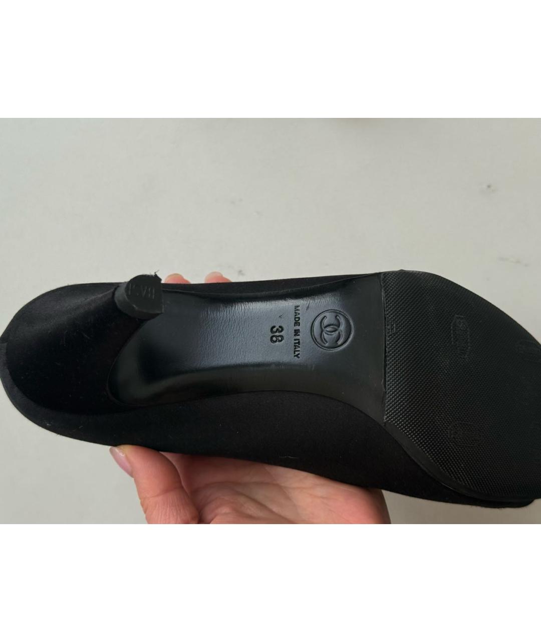 CHANEL Черные текстильные босоножки, фото 3