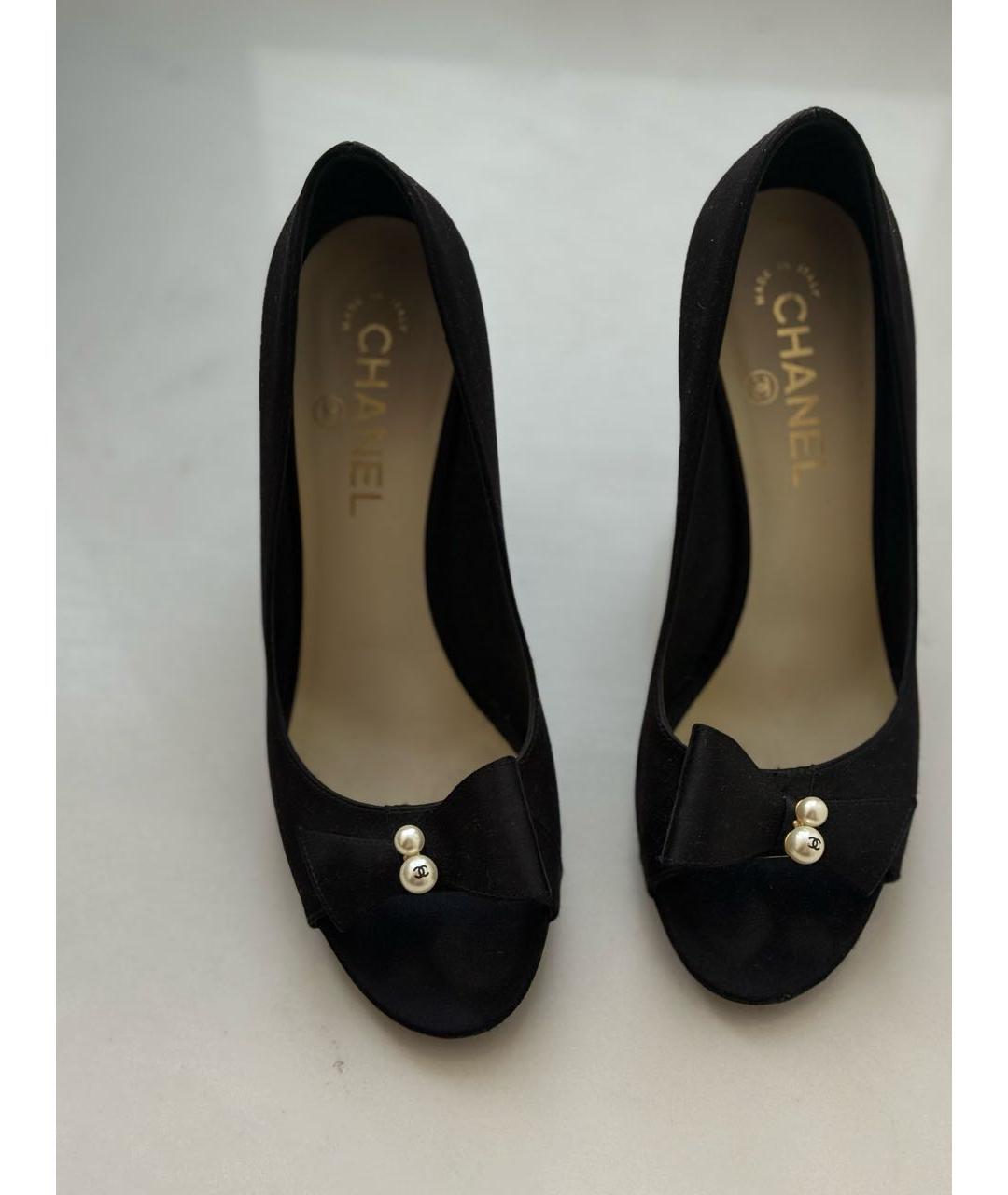 CHANEL Черные текстильные босоножки, фото 2