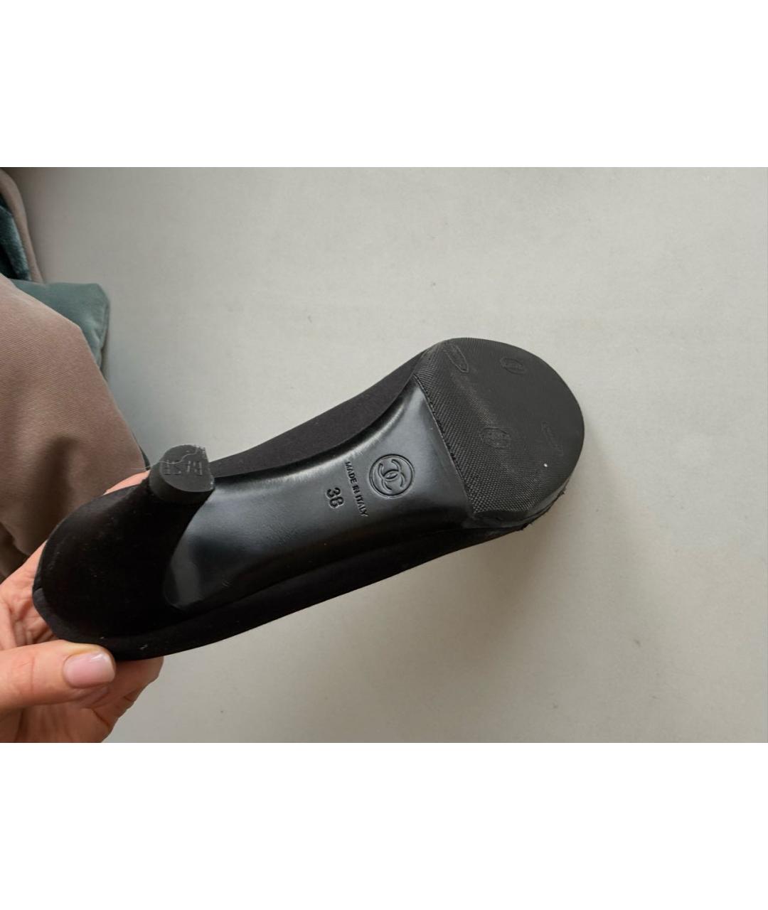 CHANEL Черные текстильные босоножки, фото 5