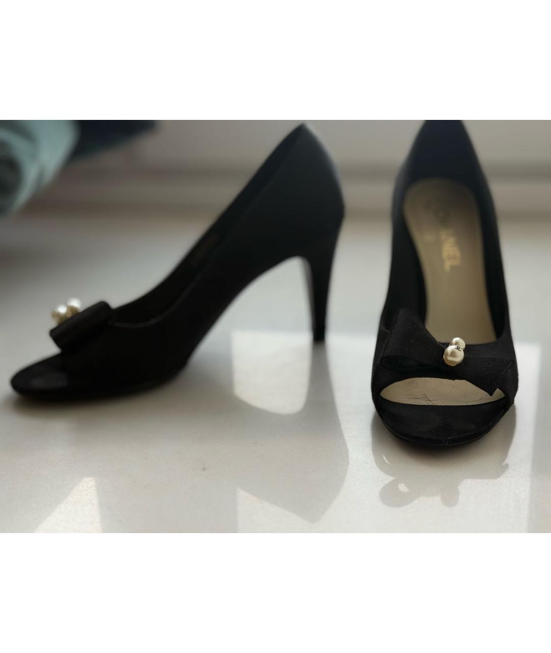 CHANEL Черные текстильные босоножки, фото 7