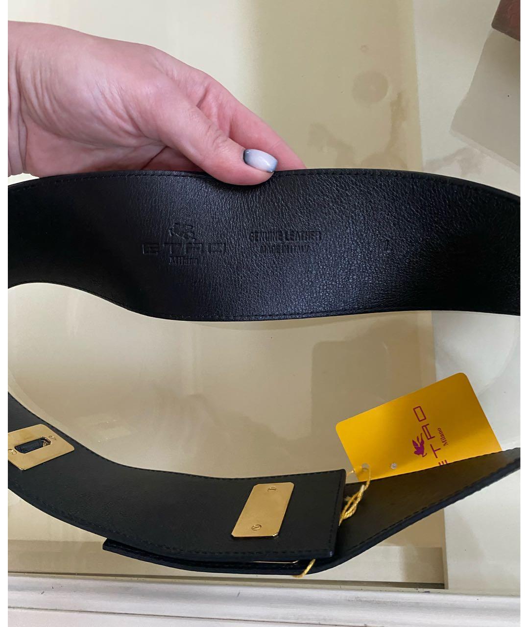 ETRO Черный кожаный ремень, фото 4