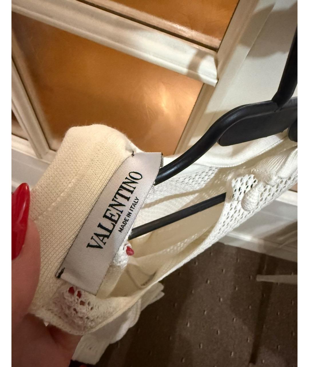 VALENTINO Белое хлопковое повседневное платье, фото 3