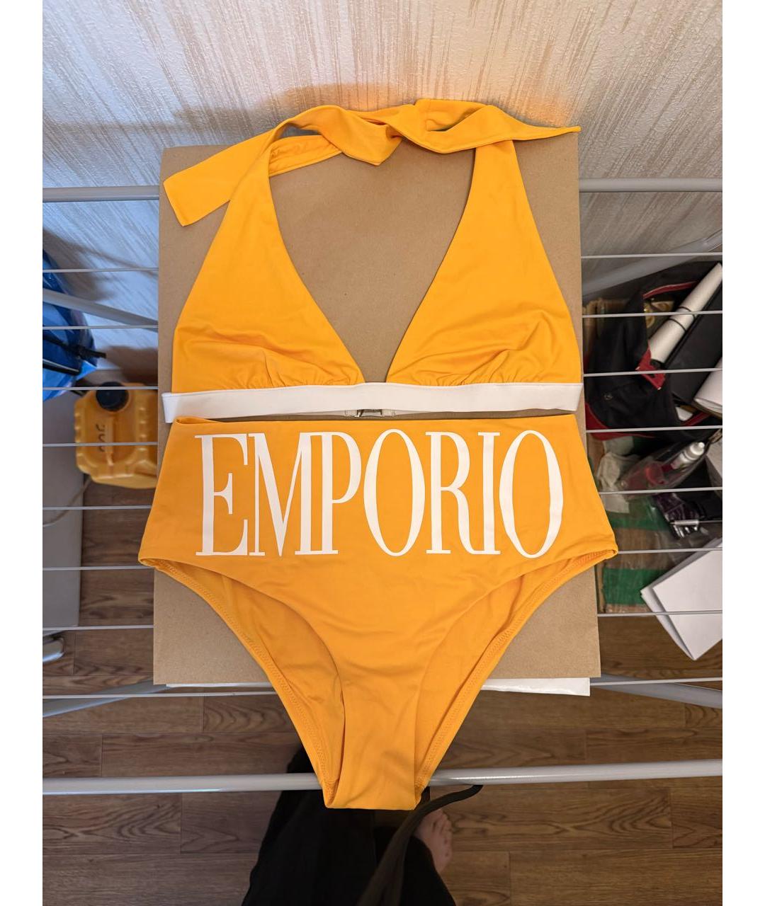 EMPORIO ARMANI Оранжевый полиэстеровый купальник, фото 7