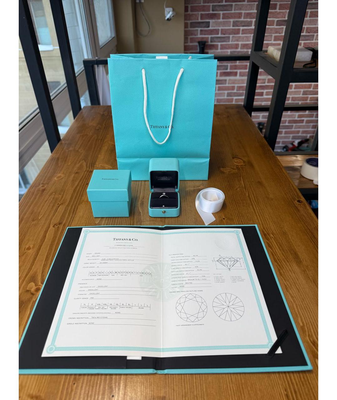 TIFFANY&CO Белое платиновое кольцо, фото 6