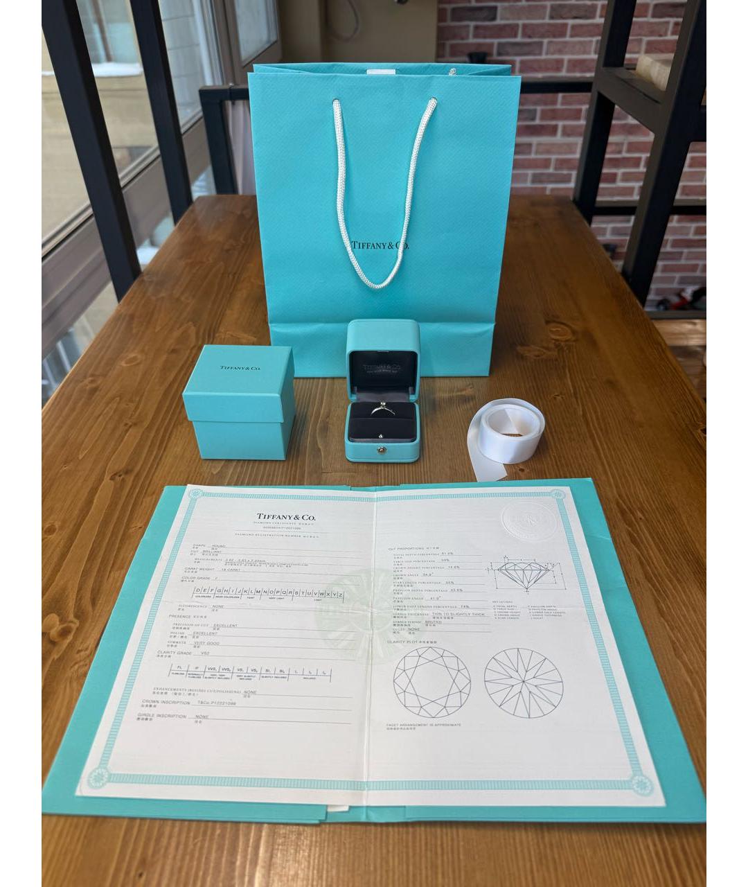 TIFFANY&CO Белое платиновое кольцо, фото 6