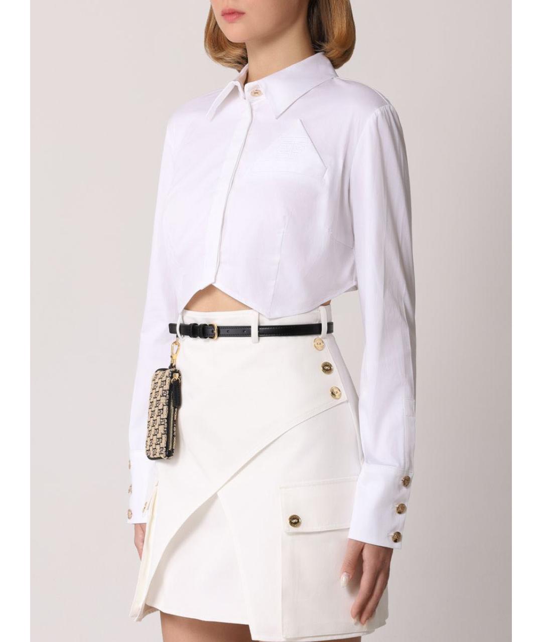ELISABETTA FRANCHI Белая хлопковая рубашка, фото 2