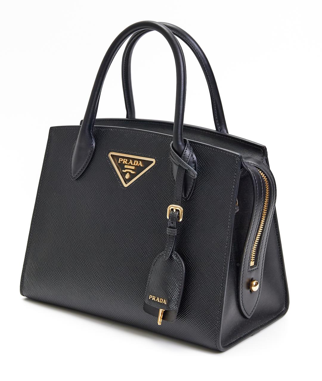 PRADA Черная кожаная сумка с короткими ручками, фото 2