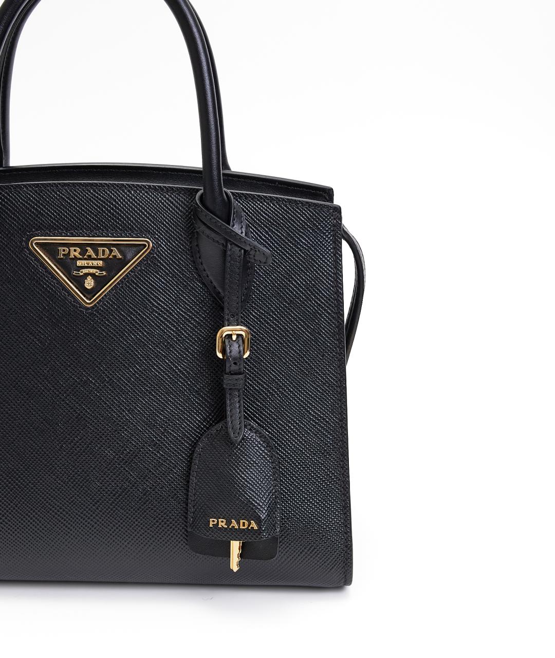 PRADA Черная кожаная сумка с короткими ручками, фото 5