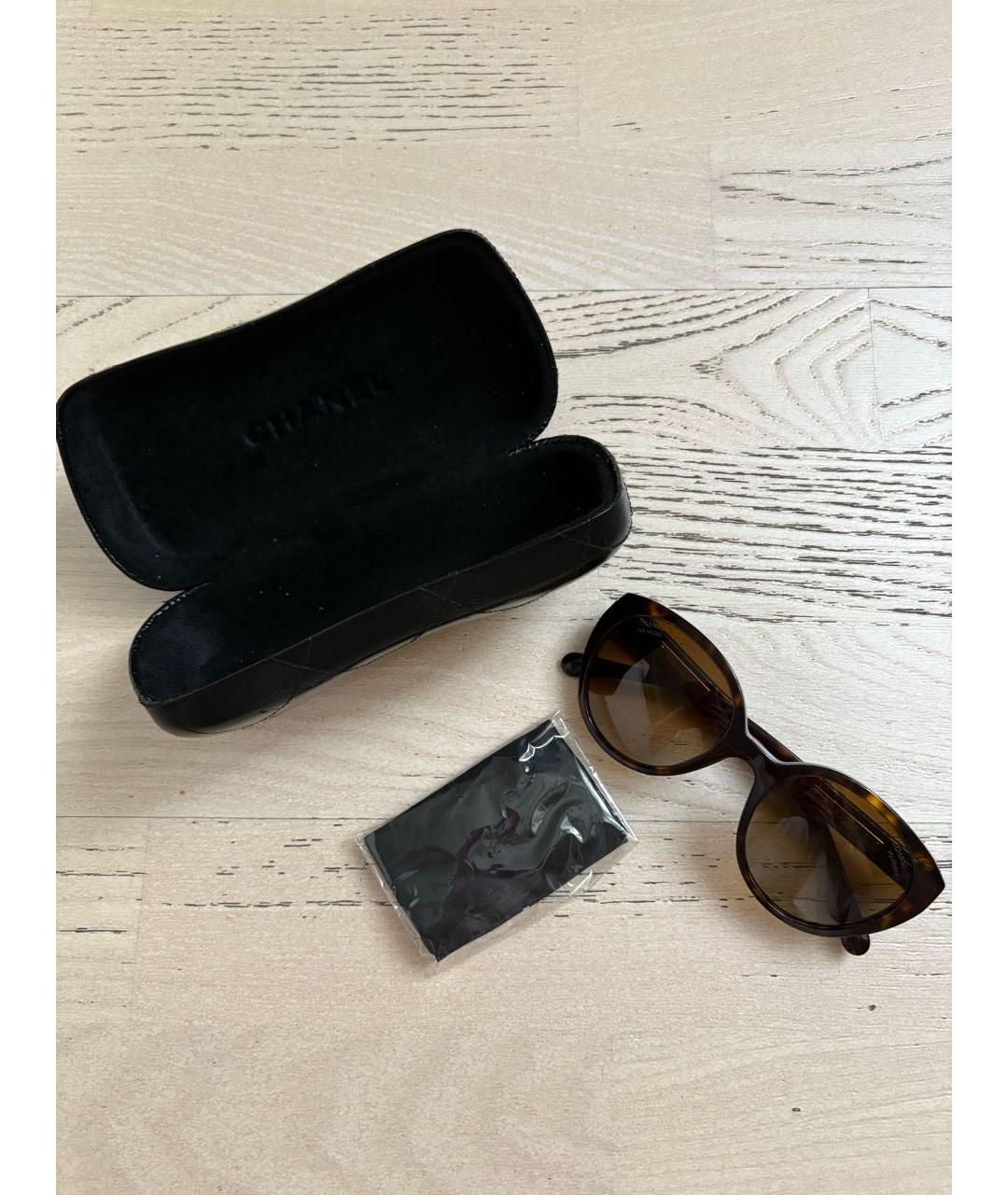 CHANEL Коричневые пластиковые солнцезащитные очки, фото 5